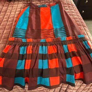 Polyester colorful skirt never worn NWT lined side zip
